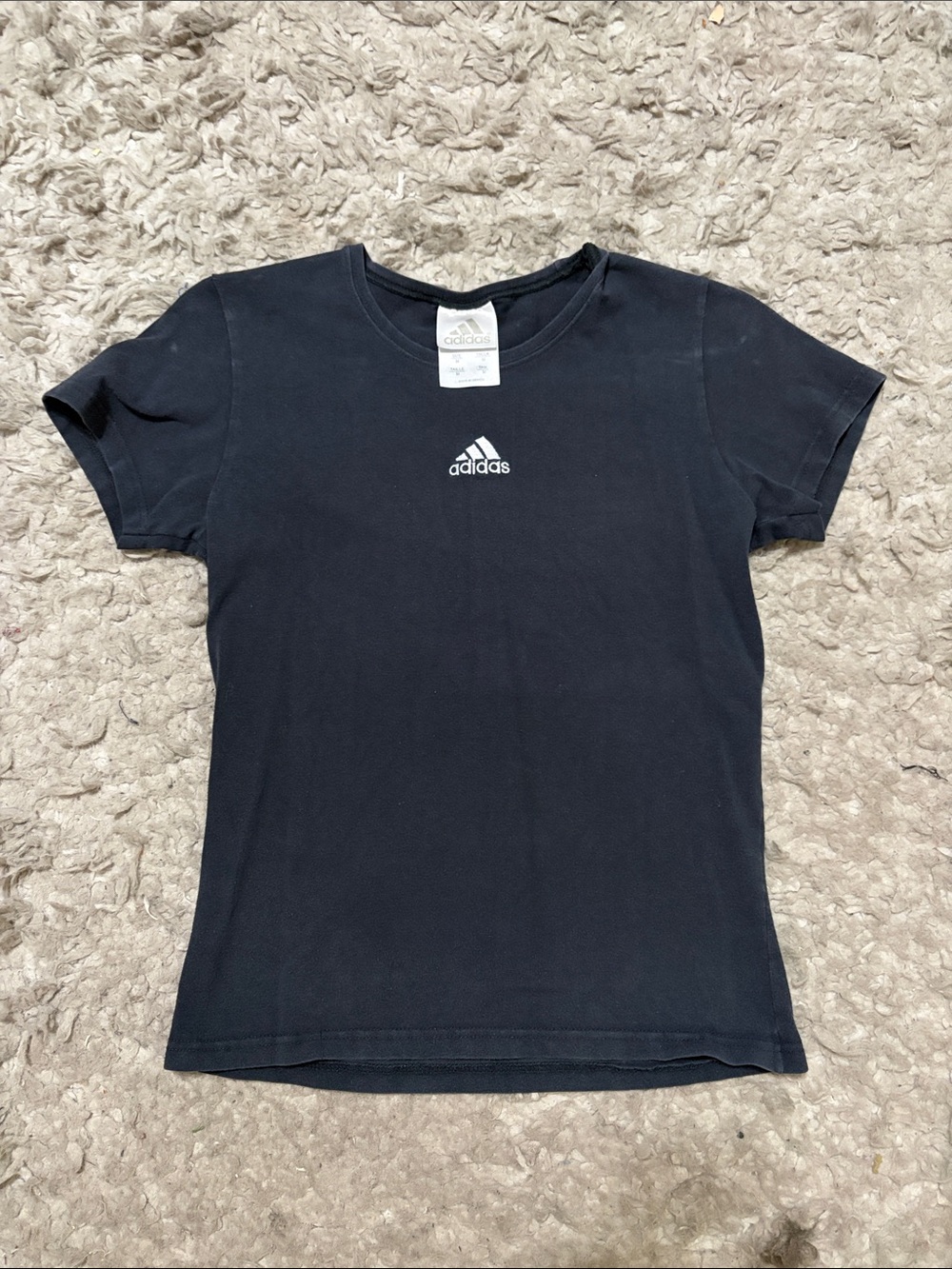 adidas Black Short Sleeve Tee with White Logo